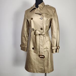 VTG TERRY LEWIS gold leather trench coat
